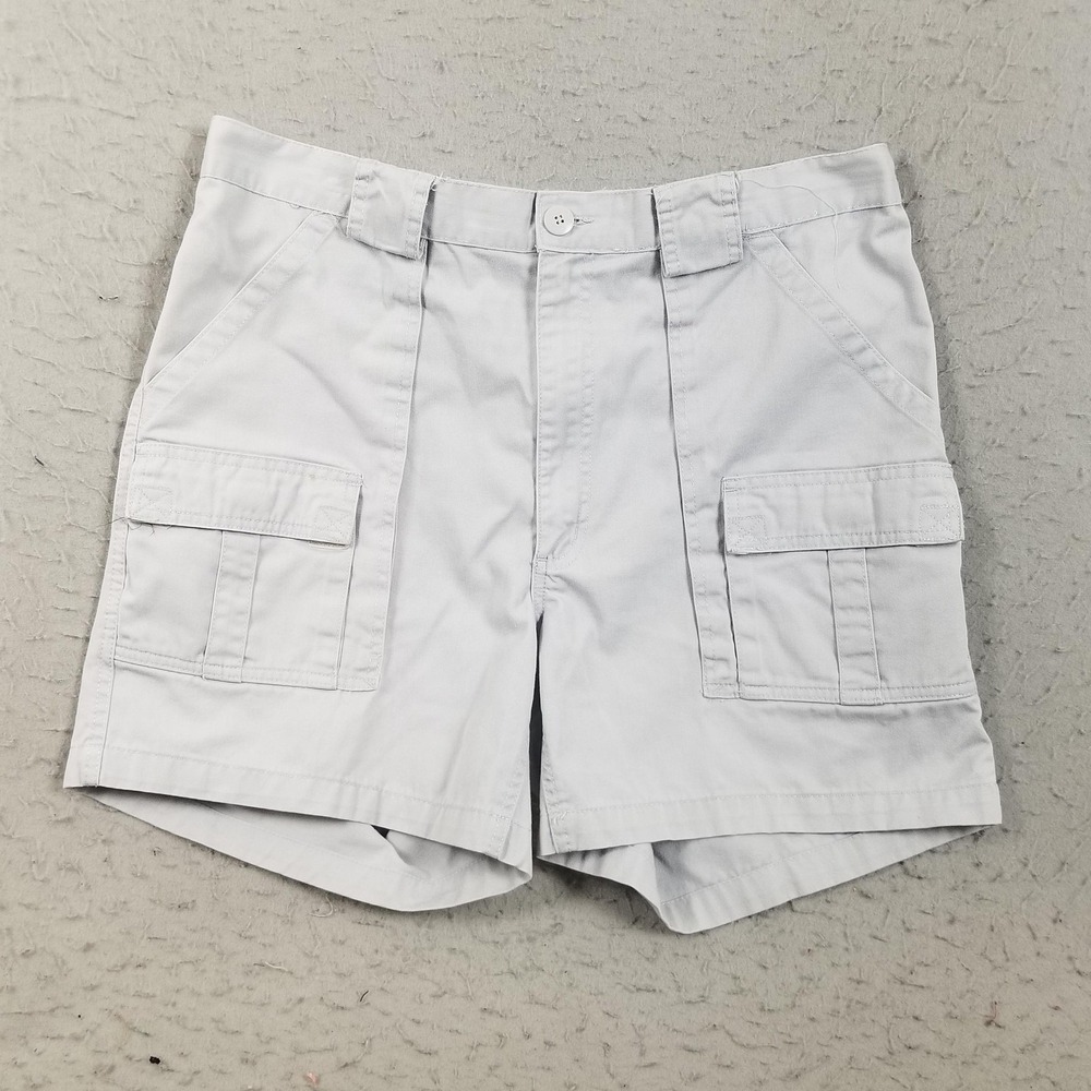 Weekender Cargo Shorts Mens 38 Gray Cotton Elastic Waist 7 Inseam Canvas Casual